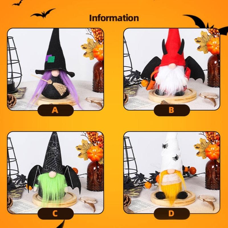 Witch Bat Facelesses Old Man Doll for Home Decoration Stylish Halloween Theme Accessories Festives Party Ornament