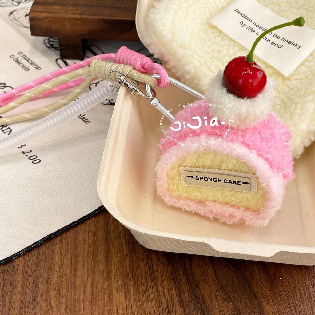 Cute Plush Cupcake Coffee Dessert Phone Chain Lanyard Charm Strap Cake Keychain Pendant Car Key Decor For IPhone For Samsung