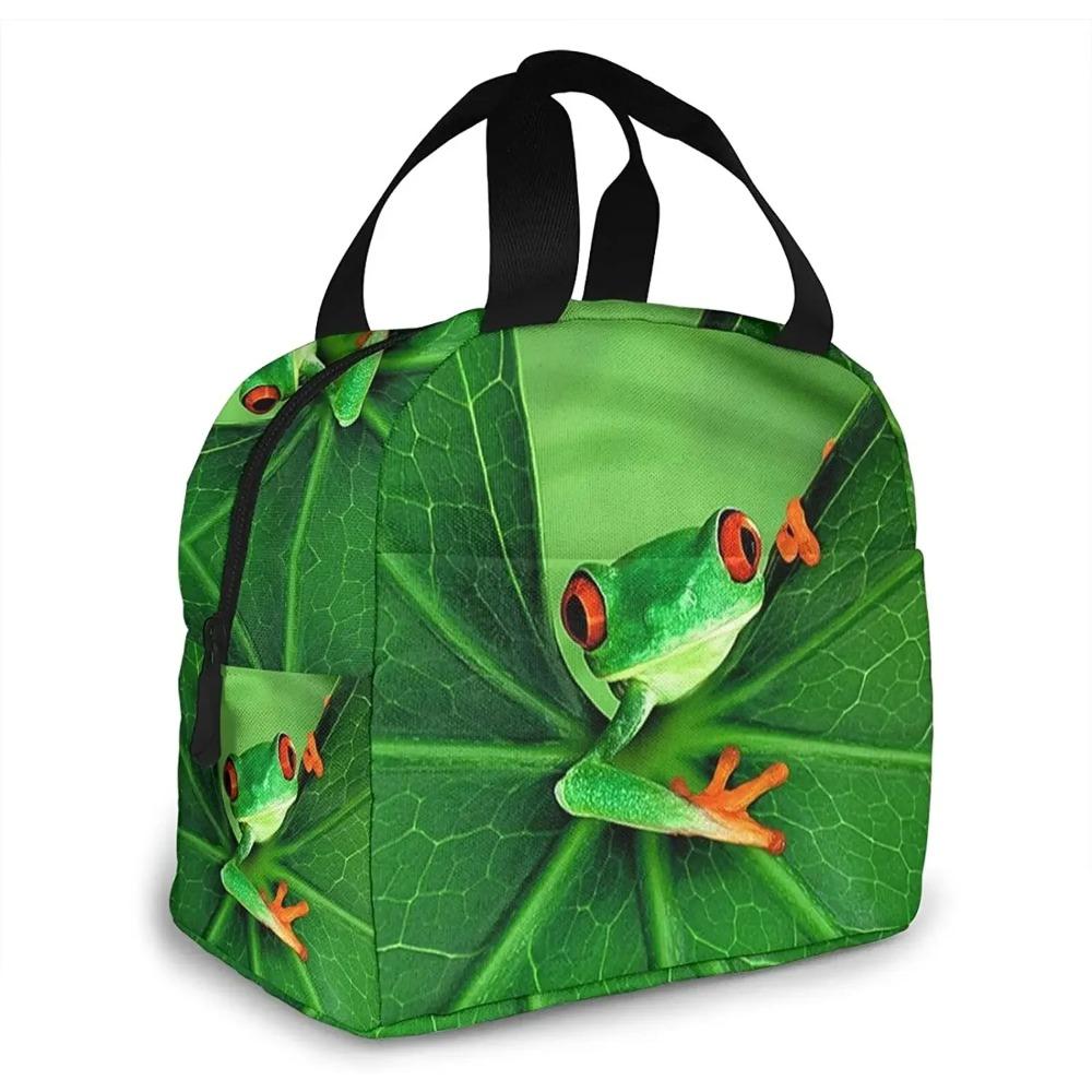 Cute Green Frog Lunch Box Insulated Cooler Lunch Bag for Men Women Girls Boys Teens Lunchbox Tote Small for Work Picnic Office
