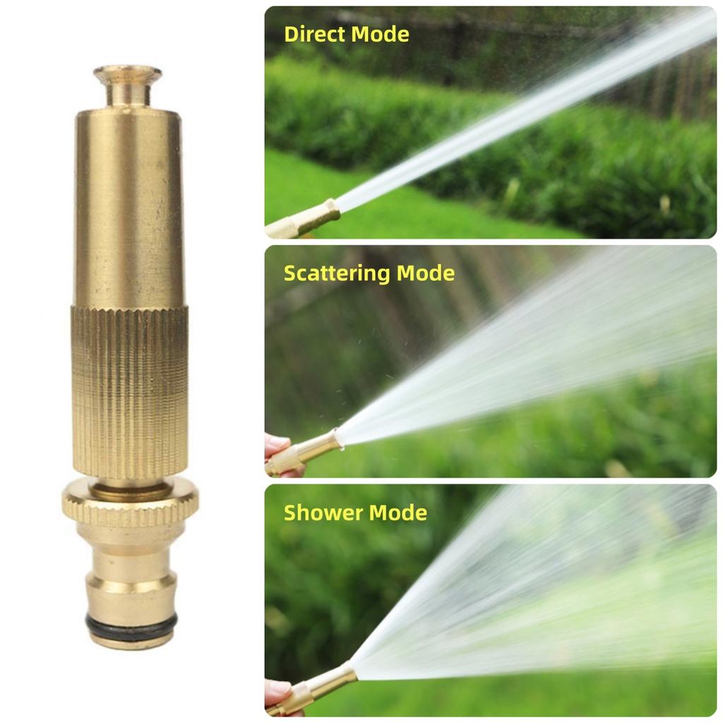 1Set/4Pcs 16mm Nipple Interface High-Pressure Copper Spray Gun 3 Modes Adjustable Garden Lawn Irrigation Car Washing Water Gun