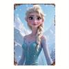 2D Flat, 1pc Disney Frozen Elsa Princess Metal Wall Art - Official Frozen Decor with Pre-Drilled Holes, Vintage Style Poster Sui
