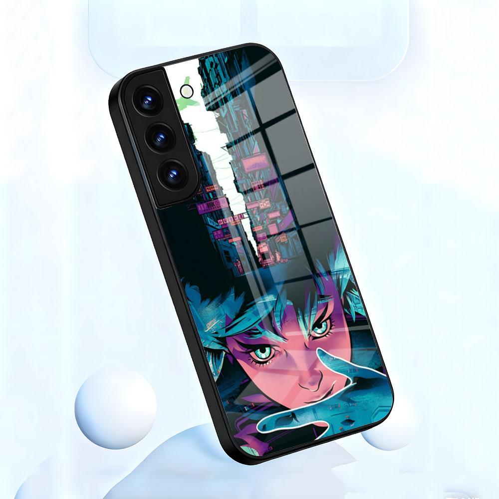 Anime G-ghost In The S-shell Phone Case For Samsung S26 S25 S24 FE S23 S22 S21 Plus S20 Ultra Note20Ultra Black Glass Cover