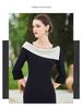 AD Women's Early Autumn Black Fishtail Dress - Hepburn Style One-Shoulder Bodycon