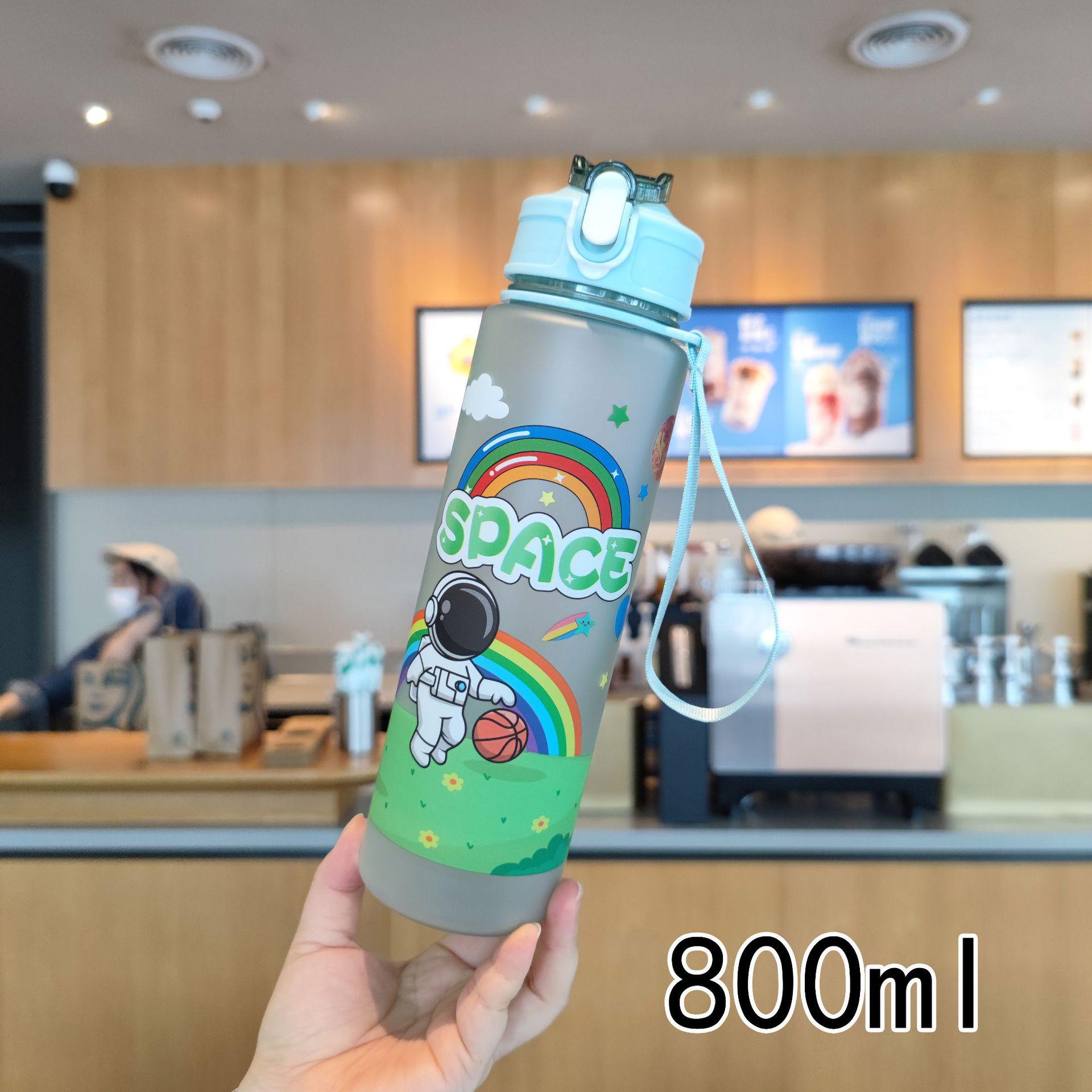

Cartoon Astronaut Straw Cup with Pop-up Lid - Portable Outdoor Travel Gift for Students 800ml