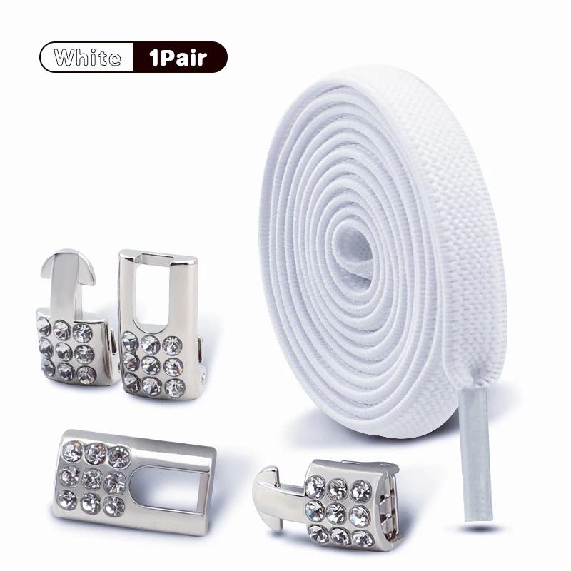 Diamond Lock Shoelaces Without Ties Elastic Laces Sneakers Outdoor No Tie Shoe Laces Kids Adult Wide Shoelace Shoe Accessories