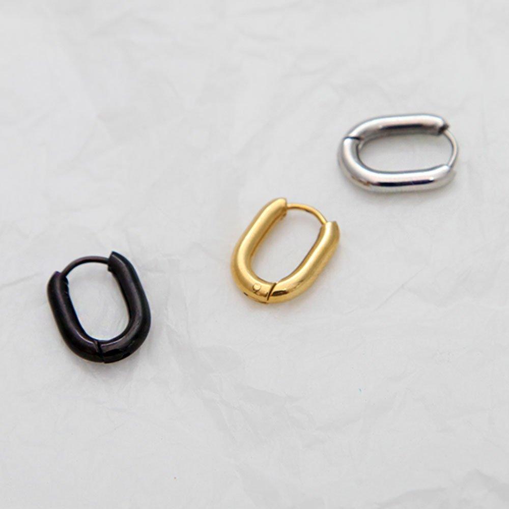[1+1] Fashion Piercing Surgical Simple Oval Ring 3 types, choose 1, sell one side
