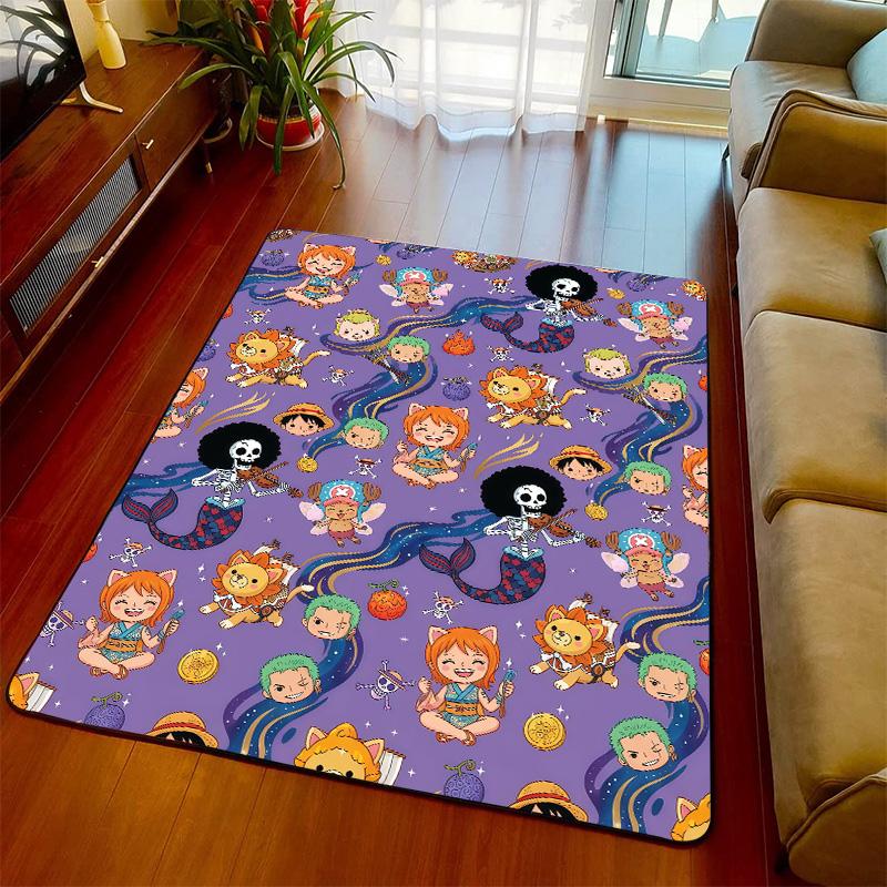 One Piece Floor Carpet Rug Anime Style Soft Surface Mat Anti Slip for Bedroom Living Room Interior -QJY 60x90cm