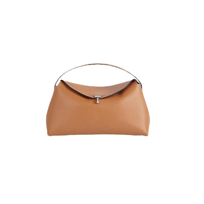 TOTEME Polštářová taška: Pravá kůže, Všestranná módní taška přes rameno, Lehký luxus, Dvouvrstvá dámská kabelka z hovězí kůže.