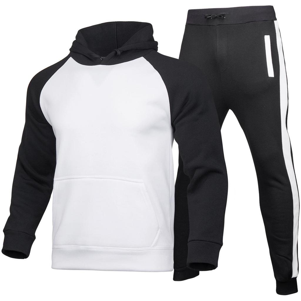 Men's Plus Velvet Sweat-Absorbent Sports Sweatshirt and Pants Set for Autumn/Winter