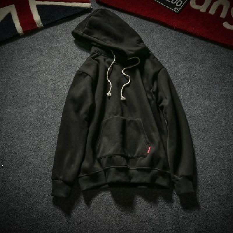 Mens Hooded Fleece-Lined Cotton Sweatshirt Jogger Set Hip Hop Streetwear Winter Casual Outfit
