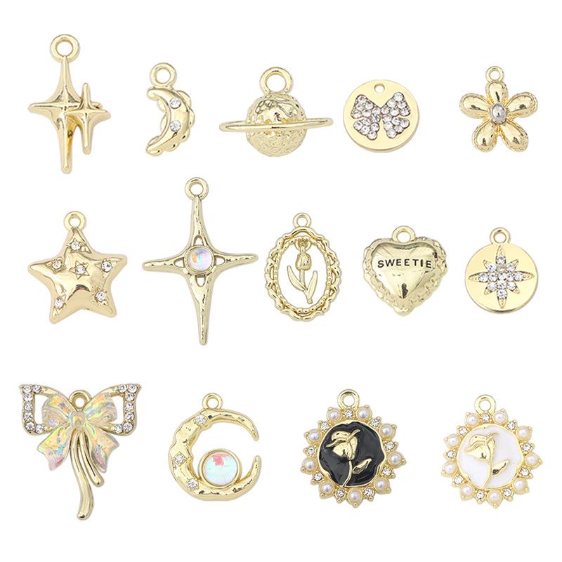 Enchanting Silver Tulip Hexagram Bow Star Rose Pendant for DIY Beading