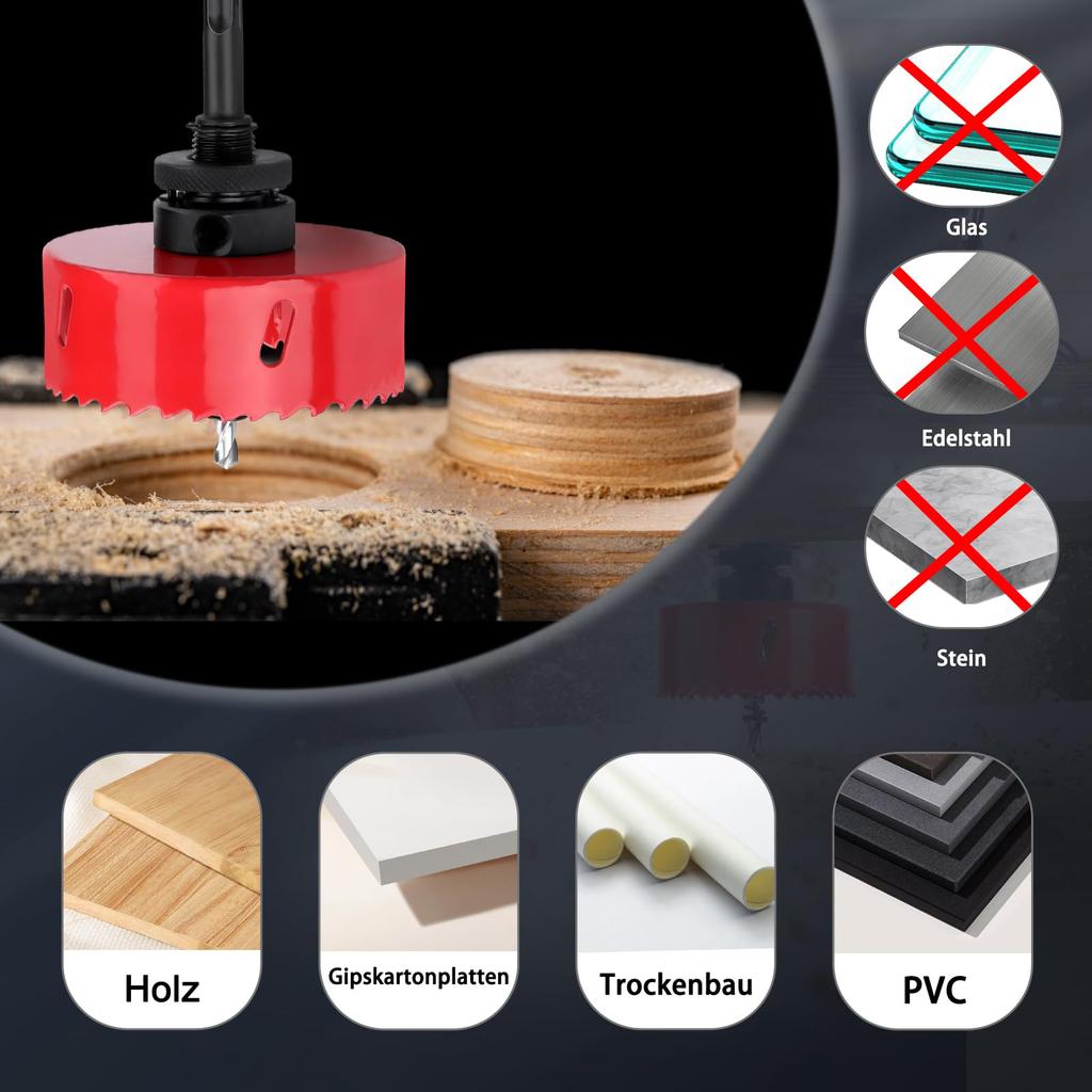 Hole Saw with Arbor for Metal Wood and Plastic Cutting 220mm 250mm Bi-Metal Hole Cutter Drilling Tool