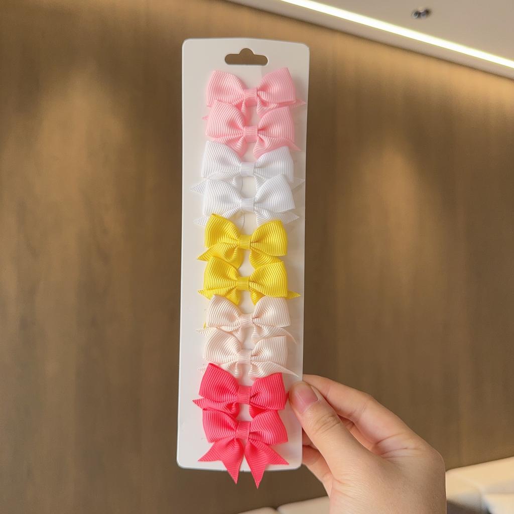 10Pcs/Set New Solid Color Ribbon Kids Bows Hair Clips for Baby Girls Handmade Bowknot Hairpin MiNi Barrettes Hair Accessories