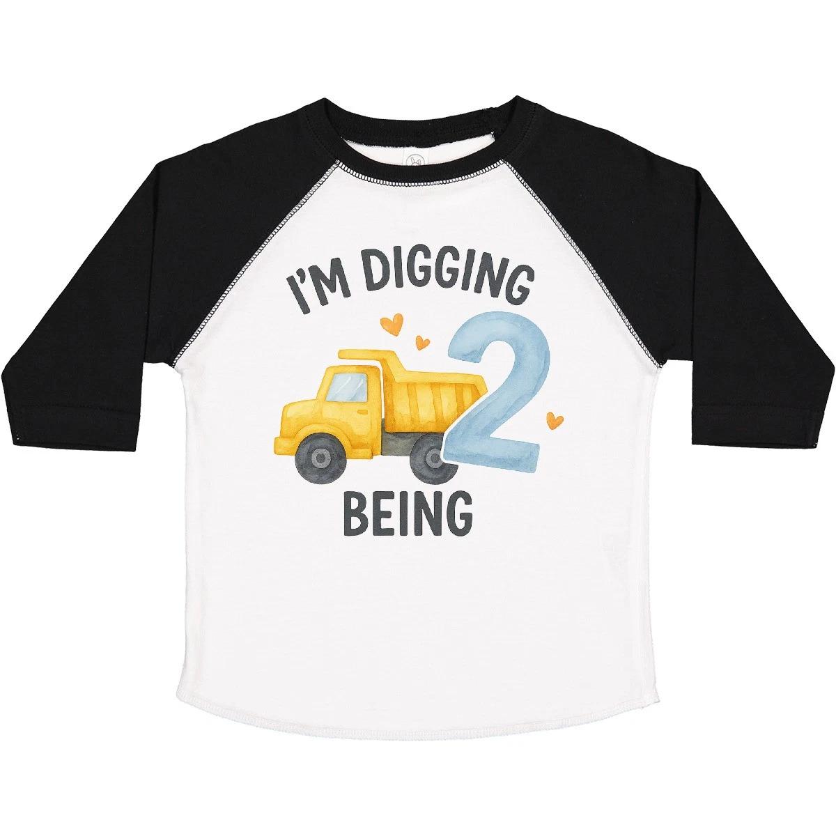Inktastic I m Digging Being 2 Birthday Truck Toddler kids boys T-Shirt 2nd Celebration Kid 130