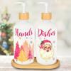 2Pcs Christmas Soap Dispenser with Tray Refillable Liquid Container Pink Gold Xmas Tree Santa Snowflake Soap Dispenser with Pump