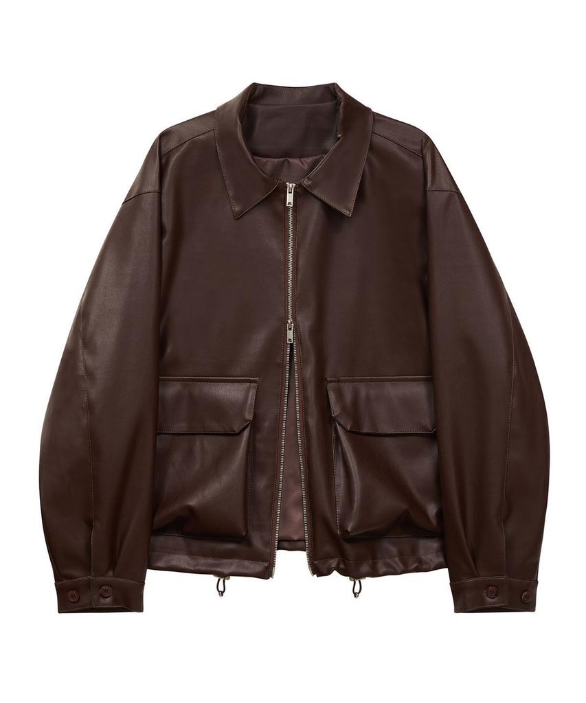 Ironyporno Whiteline 86-Iro086 [Renewal] Cruelty-Free Single Collared Leather Jacket Brown