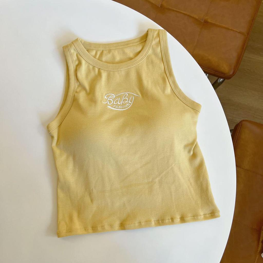 Jennie Fashion Vielseitiges Sportliches Weißes Buchstaben Camisole Tanktop für Damen