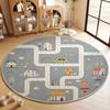 Cartoon Style Animal Pattern Round Carpet, Kids' Play Mat, Living Room Decorative Mat, Study Room Floor Mat, Stain-Resistant