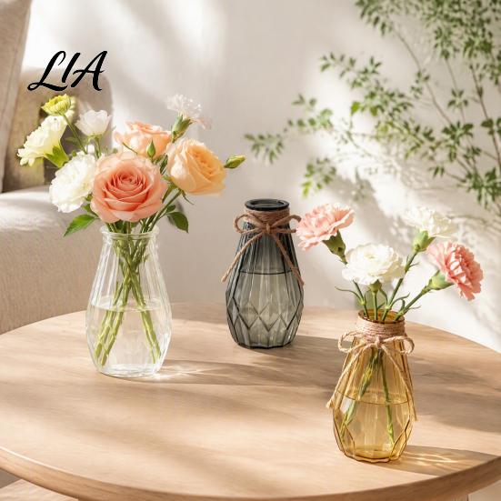 Clear Bud Vase Decorative Flower Vase, Transparent Glass Style Holder for Home Amber Decor, Modern Thickened Floral Container Fresh And Dried Flowers