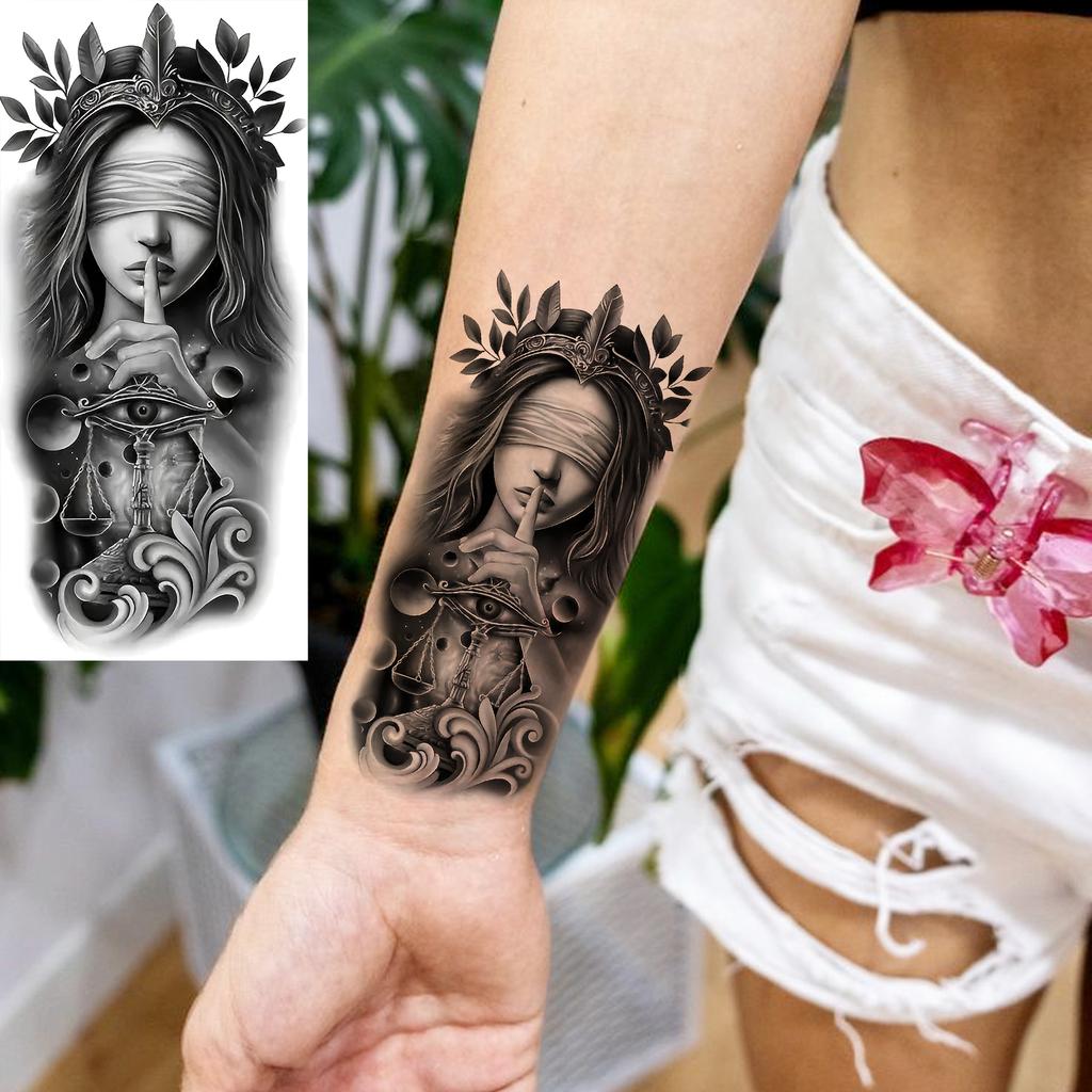 1 Sheet Scary Skull Grim Reaper Temporary Tattoos For Men Women Hand Arm Forearm, Realistic Fake Tattoo Sticker Halloween Tatoos
