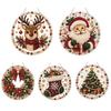 Holiday Celebration Party Supplies Christmas DIY Faux Diamond Painting Hanging, Santa Wreath Acrylic Pendant, Pearl Hanging Ornaments Beads Craft Kit