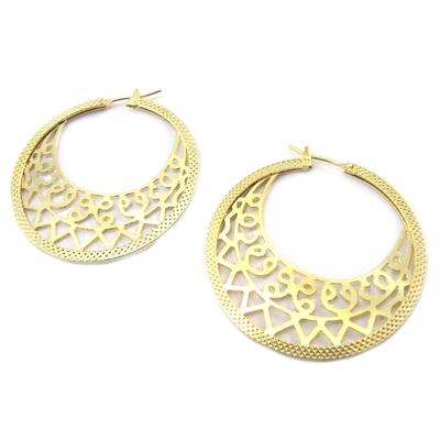[P2340] - Gold Plated 'Carmen' Hoop Earrings - 35 Mm