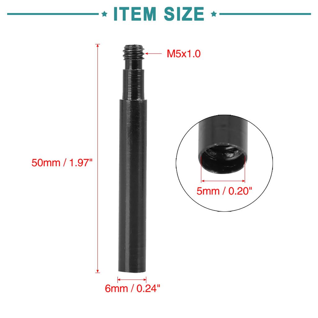 ACROPIX Universal Black Aluminum Alloy 50mm Bicycle French Valve Extender Extension - Set of 4