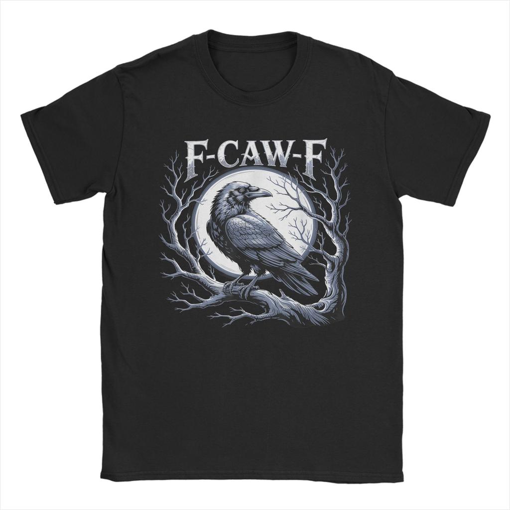 F-Caw-F Czarna Wrona Zabawny Ptak Kraczący Grunge T-Shirt Popularne Koszulki Krótki Rękaw Zabawne Topy Okrągły Dekolt Oversize