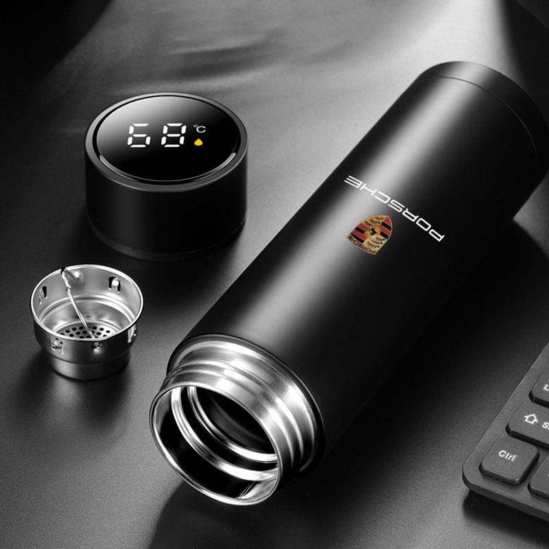 Car Smart Thermos Bottle With Temperature Display Coffee Cup For Porsche Boxster Cayenne Panamera Macan Cayman 911 918 996 917 991