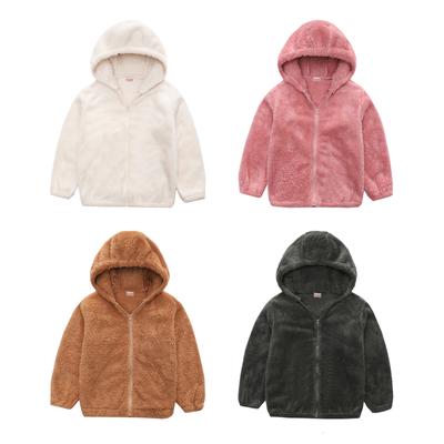 Fall and Winter Fleece Children's Jackets Middle and Large Children's Hooded Sweater Zipper Shirt Jacket Boys and Girls Casual Warm Coat