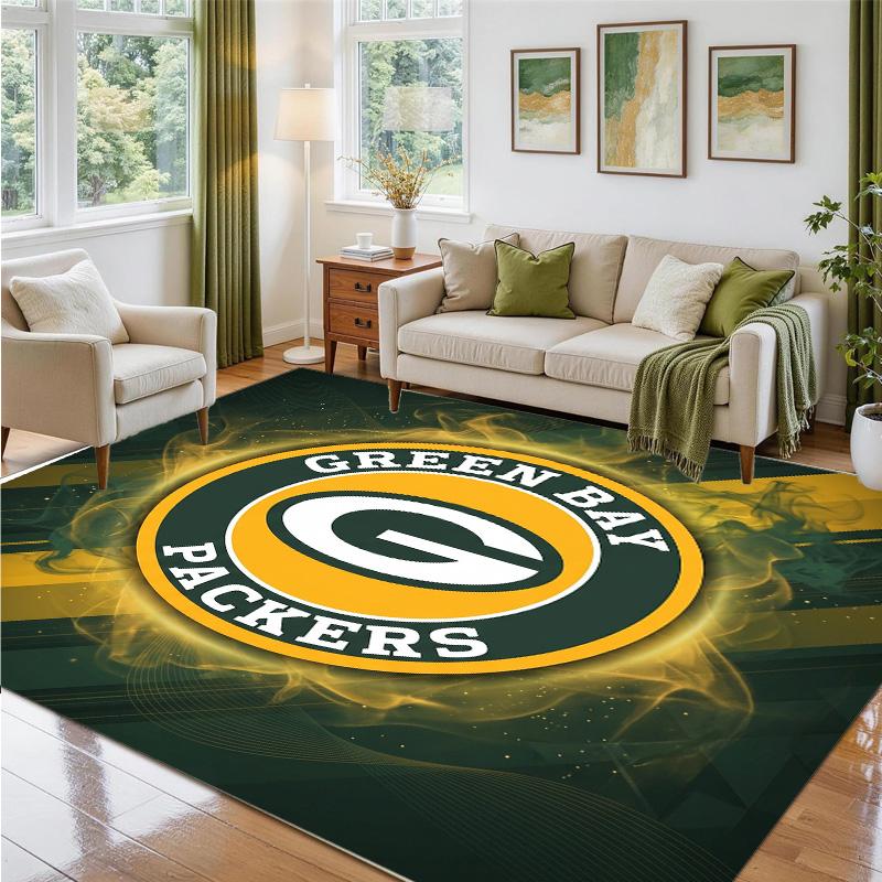 Green Bay Packers Design Crystal Velvet Rug Soft Decorative Mat for Bedroom Entrance