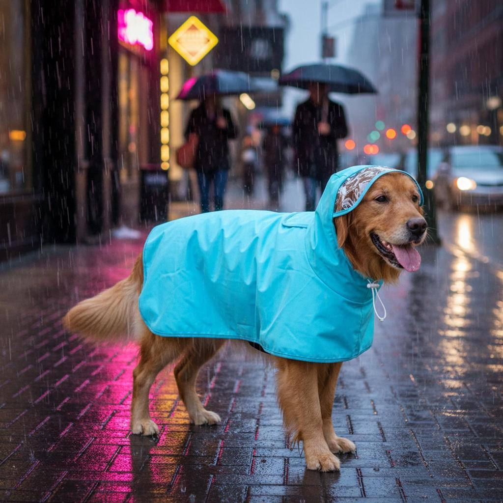 Breathable Adjustable Hooded Raincoat, Waterproof Jacket for Puppy Medium Dogs