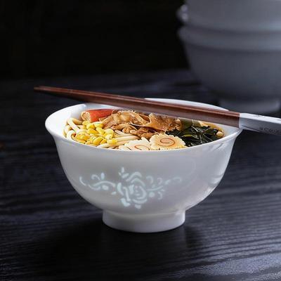 Ancient Linglong High-White Porcelain Bowl: Chinese-Style, Heat-Resistant, Anti-Scald Bowl for Rice, Noodles, and Soup.