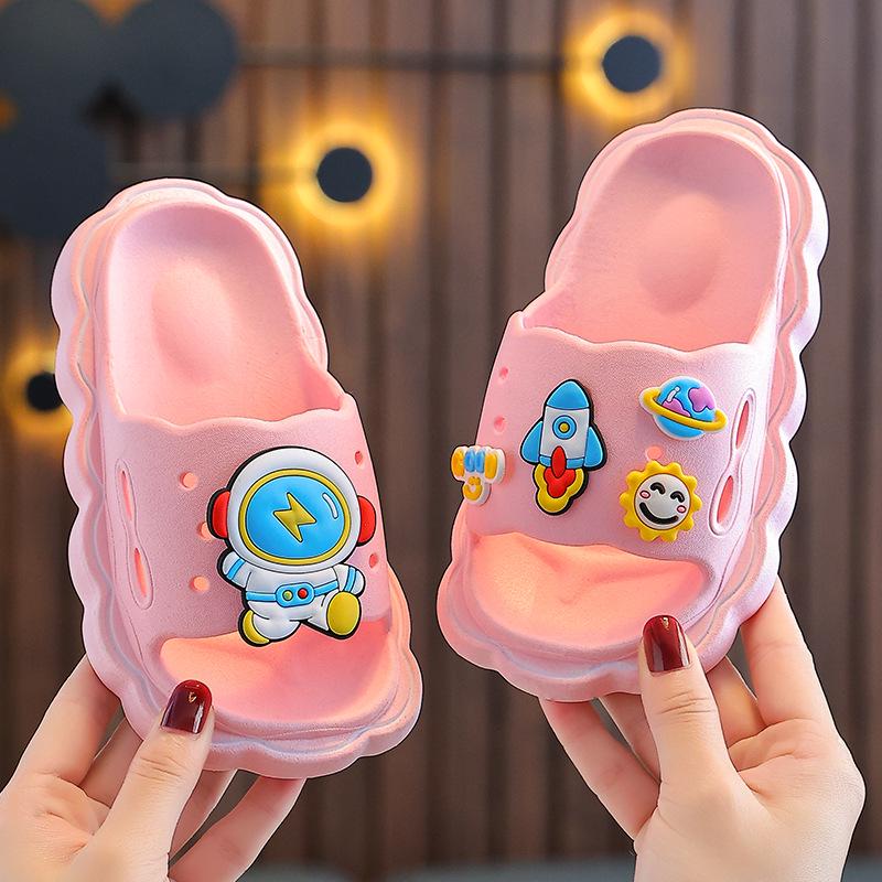 Kids' Fashion Bow Slippers - Non-slip, Durable, Thick-soled Cartoon Sandals for Boys & Girls, Great for Home & Beach Use