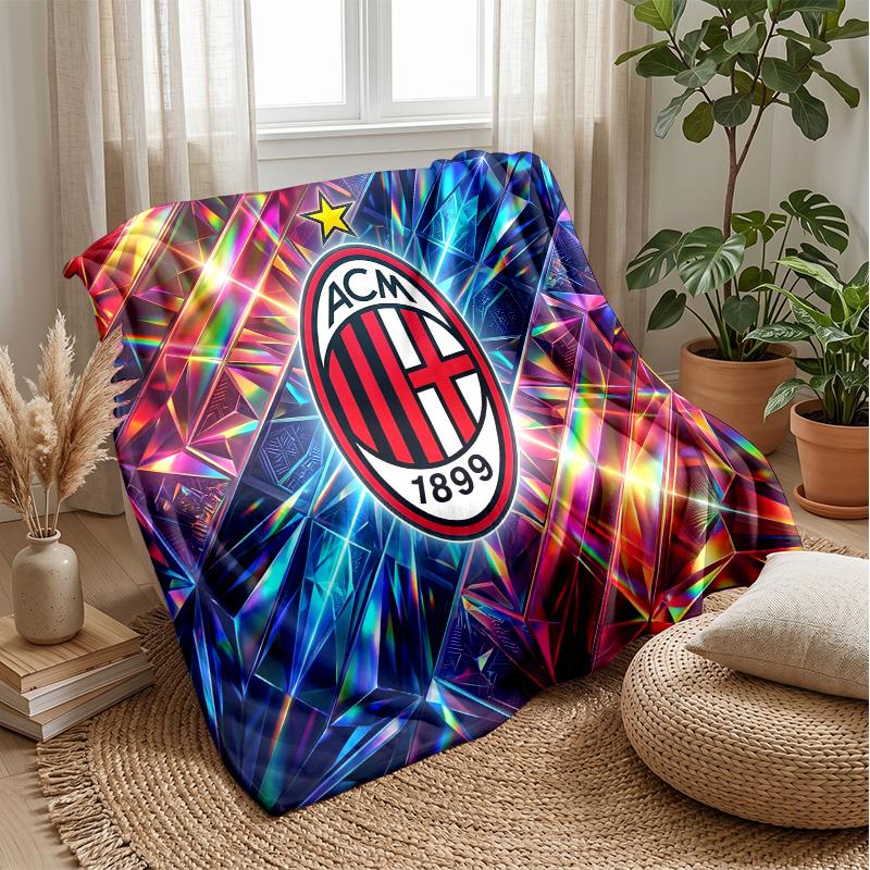 AC Milan Theme Blanket Soft Flannel Blanket Plush Throw Blanket Cozy Sofa Bed Blanket for Home Decor
