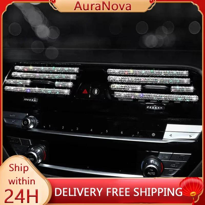 1-10PCS Car Diamond Air Conditioner Outlet Interior Trim Strip Universal U Clip Rhinestone car accessories interior