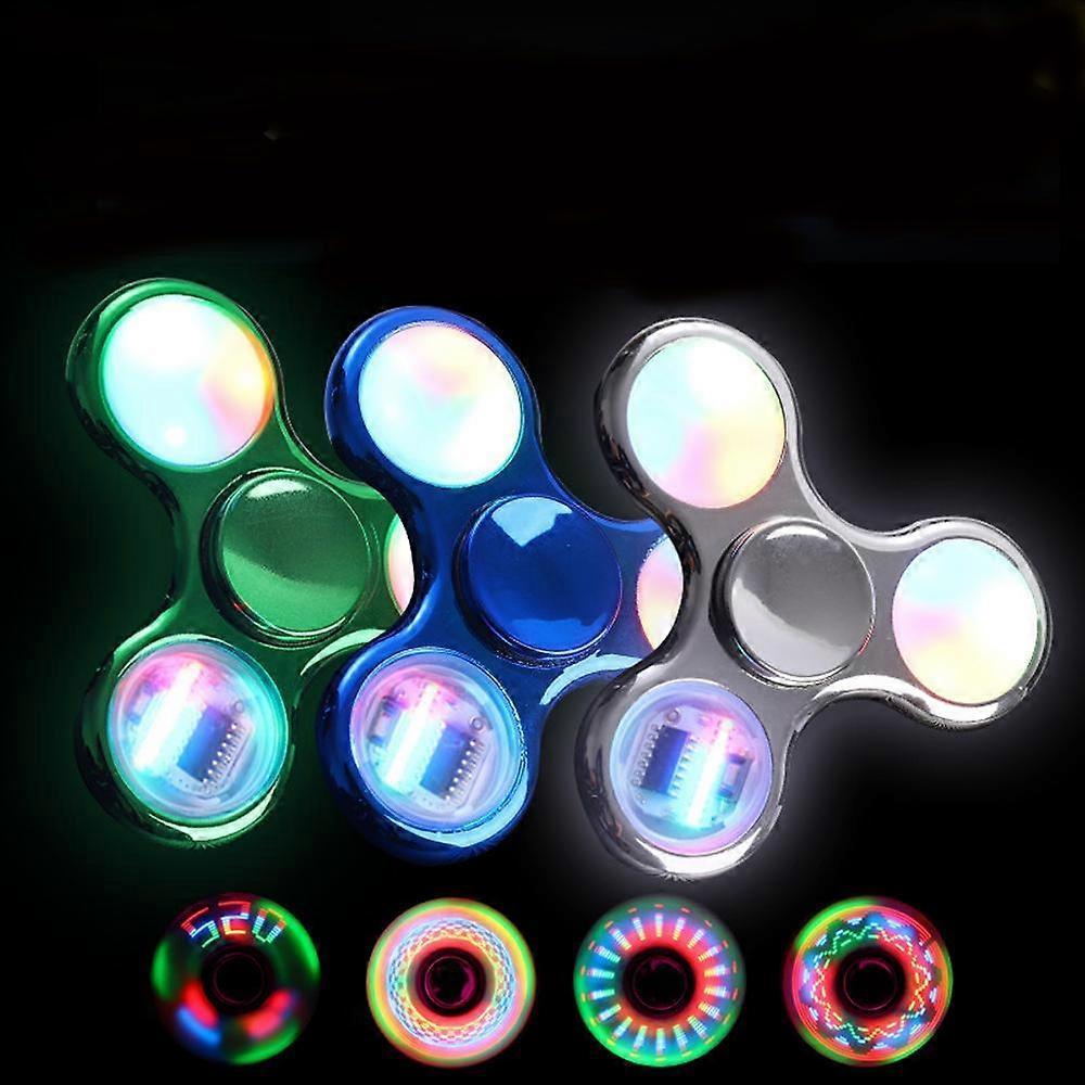 Creative Led Light Luminous Fidget Spinner Changes Golw In The Dark Stress Relief Toys For Kids ,6PCS