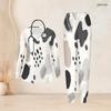 Women Plus Size Abstract Printed V Neck Long Sleeve Nurse Scrub Set With Pockets Two Piece