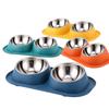 Set di 2 Ciotole per Animali Domestici Inclinabili a 15° in Acciaio Inossidabile Antivibrazione Alimentatore Acqua Cibo per Gatti e Cani Piccoli Blu Verde Arancione Giallo