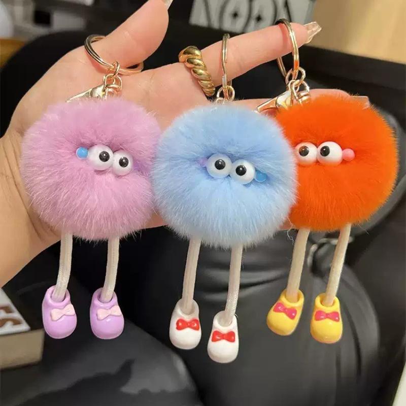Non-Toxic Cute Big Eyes Plush Toys Keychain Cartoon Briquettes Keychain Briquettes Car Keychain Pendant Korean Plush School Bag Pendant