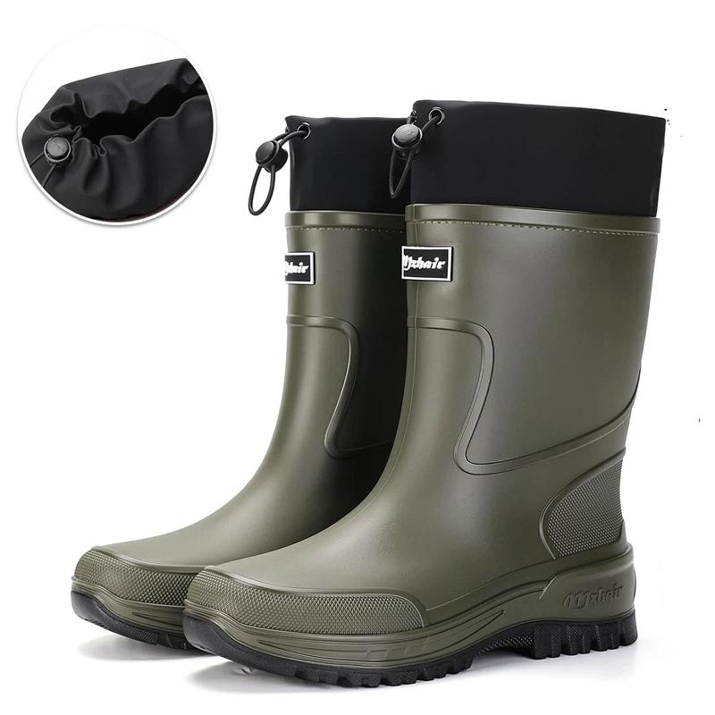 Vidurio blauzdos lietaus batai Vandeniui atsparūs PVC Guminiai Wellies Kvėpuojantis Tinklelio pamušalas Neslystantis padas Lauko Žvejybos Sodininkystės Darbo Lietaus batai