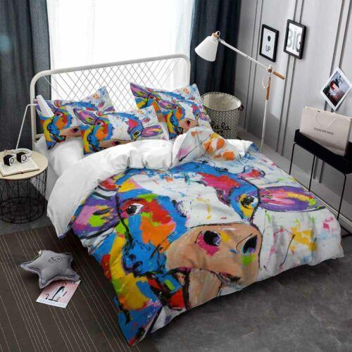 

3D картина маслом корова комплект постельного белья пододеяльник пододеяльник наволочка Single 135x200cm