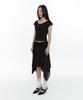 Rough Neck Knit Layer Drape Skirt Black
