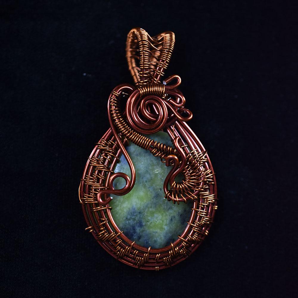 121 ct Natural Chrysoprase Gemstone Wire Wrapped Pendant Copper Jewelry for Her Gemstone Jewelry
