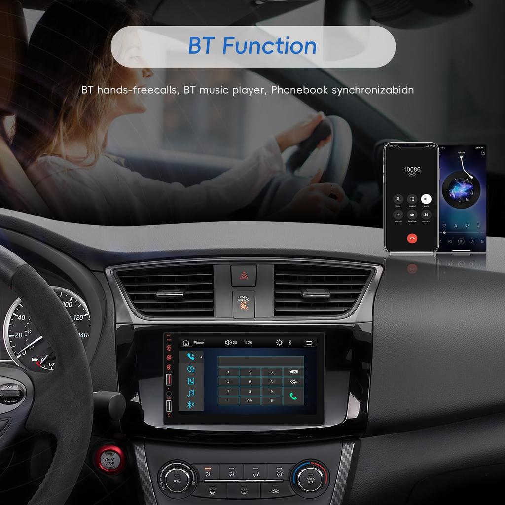 Double Din Wireless Carplay Android Auto Car Stereo, 7" IPS Touch Screen Car Audio