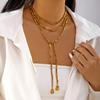 Boho Unregelmäßige CCB Perlen Lange Halskette für Damen Hip Hop Kreativ Sexy Y-förmige Schlüsselbein Kette Urlaubs Party Schmuckzubehör