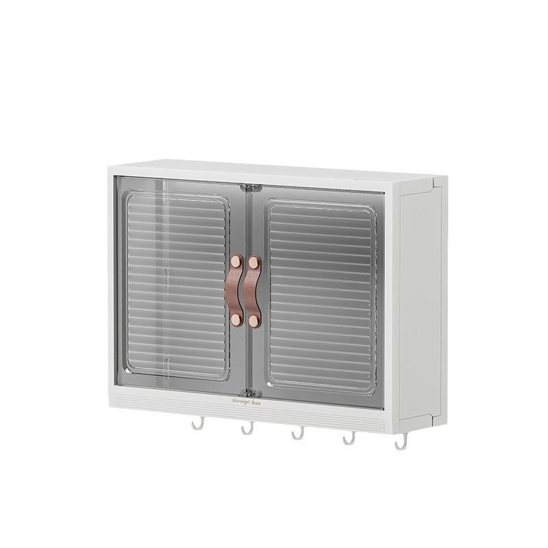 Wall-Mounted Punch-Free Bathroom Storage Rack with Dustproof Box for Washstand & Toilet