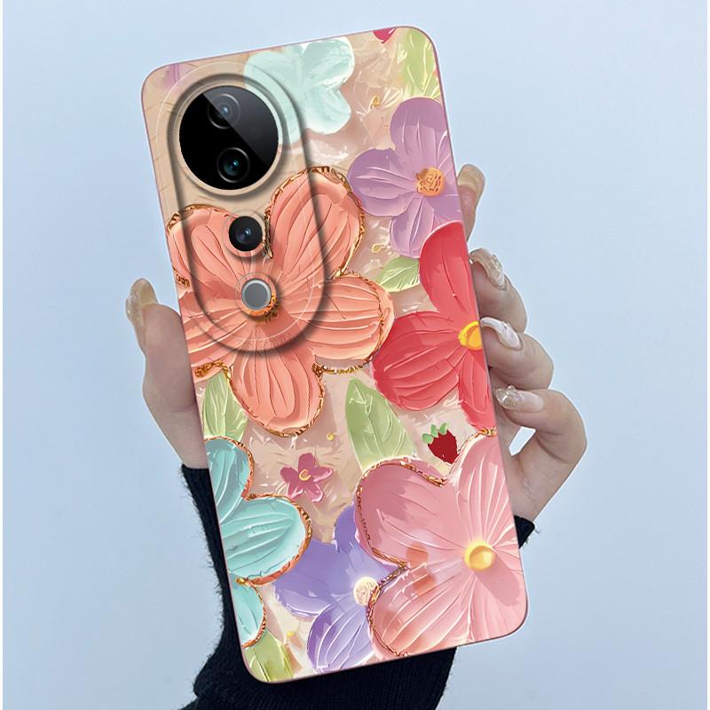 For Vivo V40 Case Vivo V40 Pro V40e Phone Case Vivo iQOO Z9S 5G Fashion Simplicity Flower Shockproof Shell Protection Back Cover