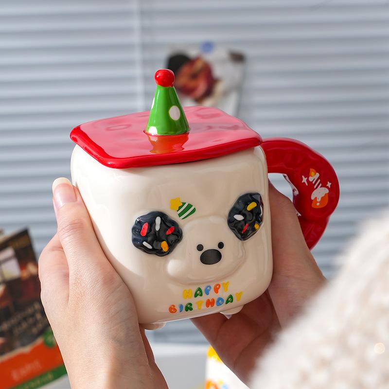Wind High-Value Ceramic Cup With Lid Gift Box Cute Office Couple Water Cup Creative Souvenir