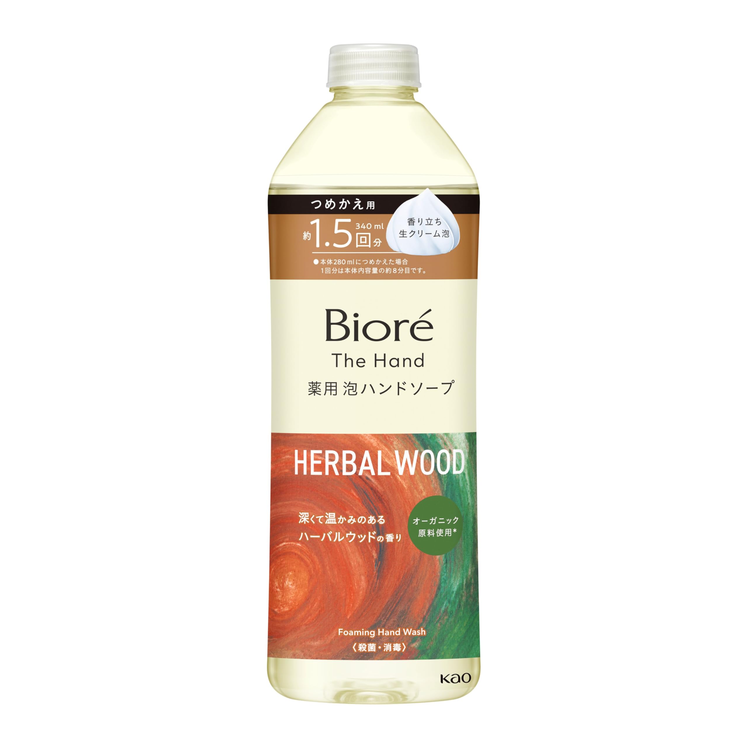 Biore The Hand Foaming Hand Deep and Warm Herbal Wood Refill 340ml Soap, Scent, [Quasi-drug] коричневый